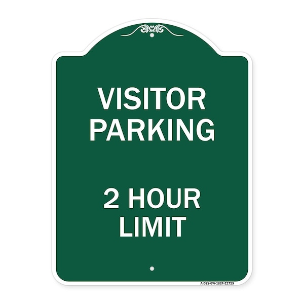 Signmission Visitor Parking Sign Visitor Parking 2 Hour Limit, Green & White Alum Sign, 18" x 24", GW-1824-22729 A-DES-GW-1824-22729 - main